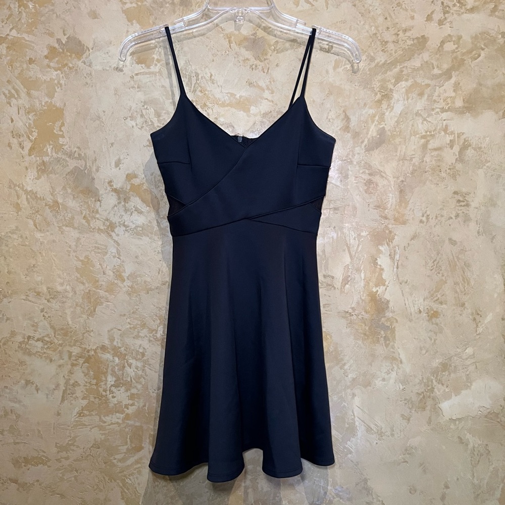 Mystic Black Dress with Mesh Details, Size Small